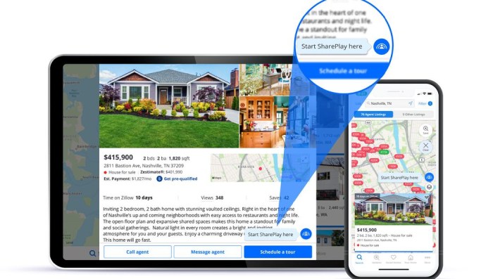 Zillow updates SharePlay to browse homes with other people on Facetime
