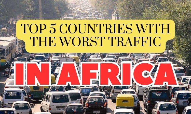 Top 5 countries in Africa where people spend the most time in traffic