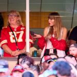 Taylor Swift cheers Travis Kelce during a Kansas City Chiefs game