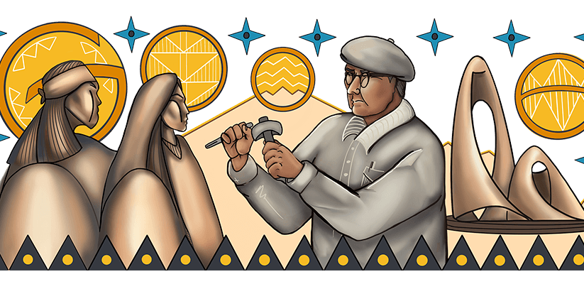 Google doodle honors the Chiricahua Apache sculptor and painter Allan Haozous (Houser)