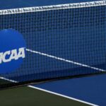 Full bracket of the 2025 NCAA DI Men’s Tennis Championship featuring 64 teams and match dates