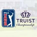 Rory McIlroy tees off at the Wissahickon Course during the 2025 Truist Championship, PGA Tour signature event