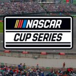 NASCAR 2025 Cup Series race car streaming on Amazon Prime Video with race schedule on screen