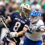 Players competing in the 2025 NCAA Men’s Lacrosse Tournament quarterfinals at Hofstra University and USNA Stadium
