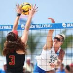 TCU Horned Frogs celebrate winning the 2025 NCAA women’s beach volleyball championship after defeating Loyola Marymount