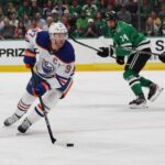 Stanley Cup Playoffs 2025 bracket showing Carolina vs Florida and Dallas vs Edmonton in the conference finals