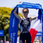 Elite triathletes competing in the 2025 World Triathlon Championship Series Yokohama race
