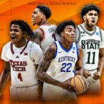 Big Ten basketball teams celebrating Sweet 16 advancement in the 2025 NCAA Tournament.