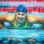 Katie Ledecky and Gretchen Walsh at the 2025 Toyota U.S. Swimming Championships finals in Indianapolis