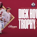 Dick Howser Trophy awarded to college baseball’s top player, featuring a bronze bust on a wooden base.