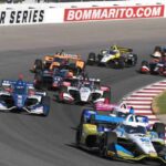IndyCar drivers racing at Mid-Ohio Sports Car Course during the 2025 Honda Indy 200
