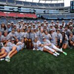 Maryland women’s lacrosse team celebrating NCAA championship victory