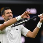 Novak Djokovic in action during Wimbledon 2025, preparing for his third-round match