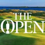 Golfers teeing off at Royal Portrush during the 2025 British Open Championship