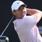 Rory McIlroy tees off at the Renaissance Club ahead of the 2025 Genesis Scottish Open
