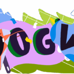 Google Doodle featuring UEFA Women's EURO 2025 mascot Maddli celebrating the tournament kickoff in Switzerland