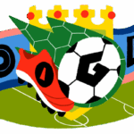 Google Doodle celebrating the start of the 2025-2026 English Premier League season with football clubs competing in England.